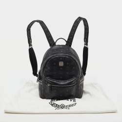 Pre Owned MCM Black Visetos Coated Canvas Small Stark Studded Backpack