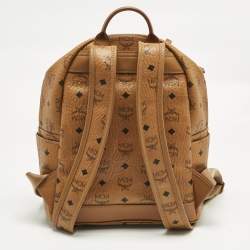 Pre Owned MCM Cognac Visetos Coated Canvas Small Studded Dual Stark Backpack