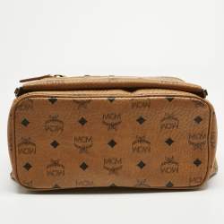 Pre Owned MCM Cognac Visetos Coated Canvas Small Studded Dual Stark Backpack