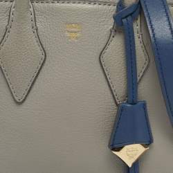 Pre Owned MCM Blue/Grey Leather Mini Milla Tote