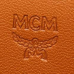 Pre Owned MCM Tan Visetos Coated Canvas Zip Coin Purse