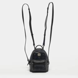 Pre Owned MCM Black Visetos Coated Canvas Mini Stark Side Studs Backpack