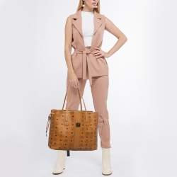 Pre Owned MCM Tan Visetos Coated Canvas and Fabric Liz Reversible Tote