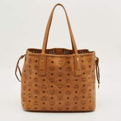 Pre Owned MCM Tan Visetos Coated Canvas and Fabric Liz Reversible Tote