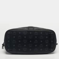 Pre Owned MCM Black Visetos Coated Canvas and Fabric Project Reversible Tote
