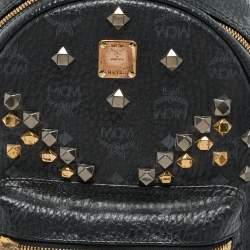 مملوكة مسبقًا حقيبة ظهر إم سي إم ستارك مرصعة كانفاس مقوى فيستوس سوداء صغيرة