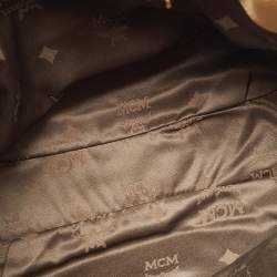 Pre Owned MCM Beige Visetos Coated Canvas Drawstring Tote