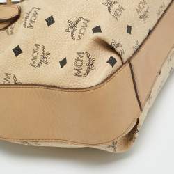 Pre Owned MCM Beige Visetos Coated Canvas Drawstring Tote