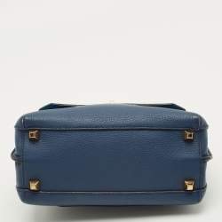 Pre Owned MCM Milla Flap Two Tone Blue Leather Top Handle Bag