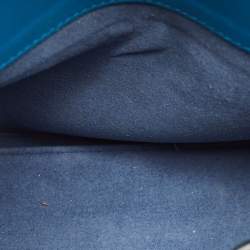 Pre Owned MCM Milla Flap Two Tone Blue Leather Top Handle Bag