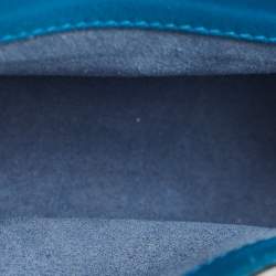 Pre Owned MCM Milla Flap Two Tone Blue Leather Top Handle Bag