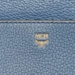 Pre Owned MCM Milla Flap Two Tone Blue Leather Top Handle Bag