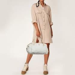 مملوكة مسبقًا MCM Whipstitched Detail Grey Leather Satchel