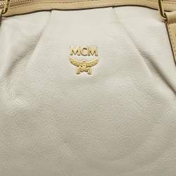 مملوكة مسبقًا MCM Whipstitched Detail Grey Leather Satchel