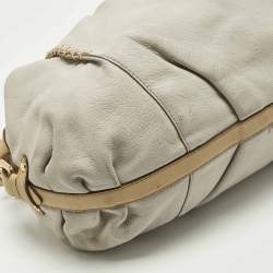 مملوكة مسبقًا MCM Whipstitched Detail Grey Leather Satchel