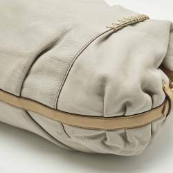 مملوكة مسبقًا MCM Whipstitched Detail Grey Leather Satchel