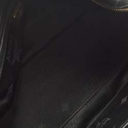 Pre Owned حقيبة إم سي إم ساتشل جلد أسود بسحاب صغيرة