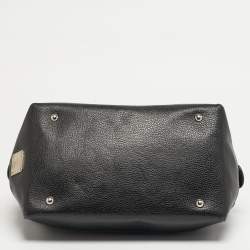 Pre Owned MCM Black Logo Diamond Print Fabric and Leather Boston Bag