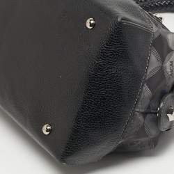 Pre Owned MCM Black Logo Diamond Print Fabric and Leather Boston Bag