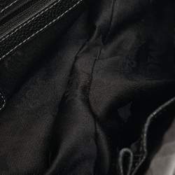 Pre Owned MCM Black Logo Diamond Print Fabric and Leather Boston Bag