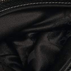 Pre Owned MCM Black Logo Diamond Print Fabric and Leather Boston Bag