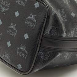 Pre Owned حقيبة باكت إم سي إم سوداء قماش فيزيتوس مقوى وجلد دانتيل