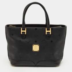 مملوكة مسبقًا MCM Black Visetos Nylon Top Zip Tote