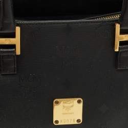 مملوكة مسبقًا حقيبة يد إم سي إم فيسيتوس نايلون سوداء بسحاب علوي