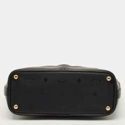 مملوكة مسبقًا حقيبة يد إم سي إم فيسيتوس نايلون سوداء بسحاب علوي