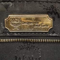 مملوكة مسبقًا حقيبة يد إم سي إم فيسيتوس نايلون سوداء بسحاب علوي