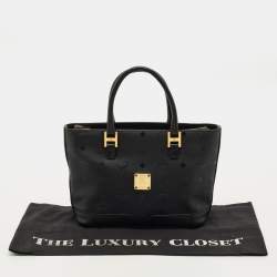 مملوكة مسبقًا حقيبة يد إم سي إم فيسيتوس نايلون سوداء بسحاب علوي