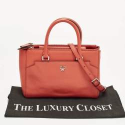 مملوكة مسبقًا MCM Elda Coral Orange Leather Tote
