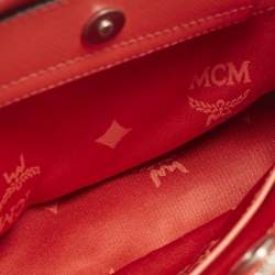 مملوكة مسبقًا MCM Elda Coral Orange Leather Tote