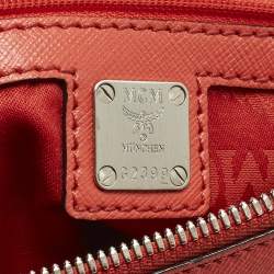 مملوكة مسبقًا MCM Elda Coral Orange Leather Tote