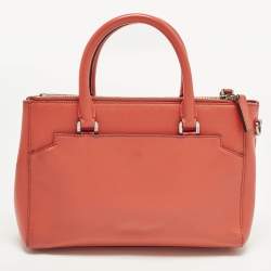 مملوكة مسبقًا MCM Elda Coral Orange Leather Tote