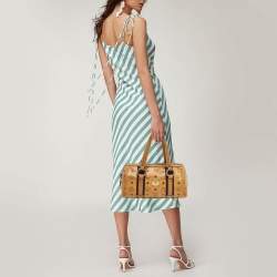 Pre Owned حقيبة ساتشل أم سي أم بوسطن كانفاس مقوى فيستوز بنية