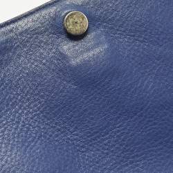 مملوكة مسبقًا MCM Studded Blue Croc Embossed Leather Shoulder Bag