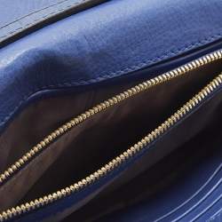 مملوكة مسبقًا MCM Studded Blue Croc Embossed Leather Shoulder Bag