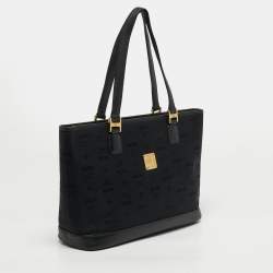 Pre Owned حقيبة إم سي إم قماش وجلد فيستوس سوداء بسحاب علوي