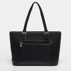 Pre Owned حقيبة إم سي إم قماش وجلد فيستوس سوداء بسحاب علوي