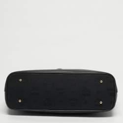 Pre Owned حقيبة إم سي إم قماش وجلد فيستوس سوداء بسحاب علوي