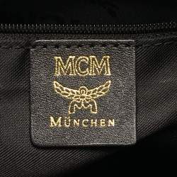 Pre Owned حقيبة إم سي إم قماش وجلد فيستوس سوداء بسحاب علوي