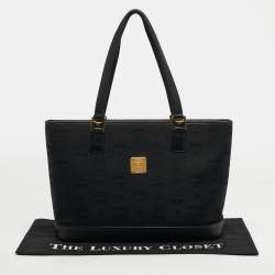 Pre Owned حقيبة إم سي إم قماش وجلد فيستوس سوداء بسحاب علوي