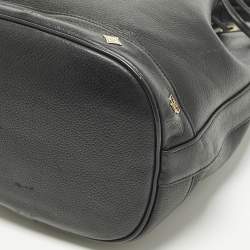 مملوكة مسبقًا MCM Black Logo Studded Leather Drawstring Bucket Bag