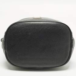 مملوكة مسبقًا MCM Black Logo Studded Leather Drawstring Bucket Bag