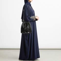 مملوكة مسبقًا MCM Black Logo Studded Leather Drawstring Bucket Bag