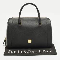 Pre Owned حقيبة إم سي إم بوسطن جلد أسود