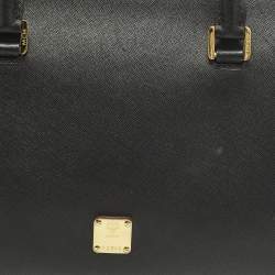 Pre Owned حقيبة إم سي إم بوسطن جلد أسود