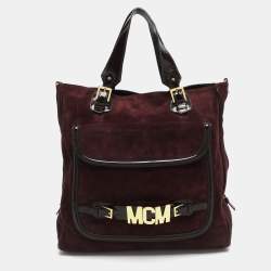 Pre Owned MCM Burgundy Patent Leather and Suede Tote