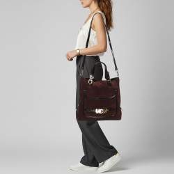 Pre Owned حقيبة يد إيم سي إم توت شامواه وبرغندي جلد براءات الاختراع